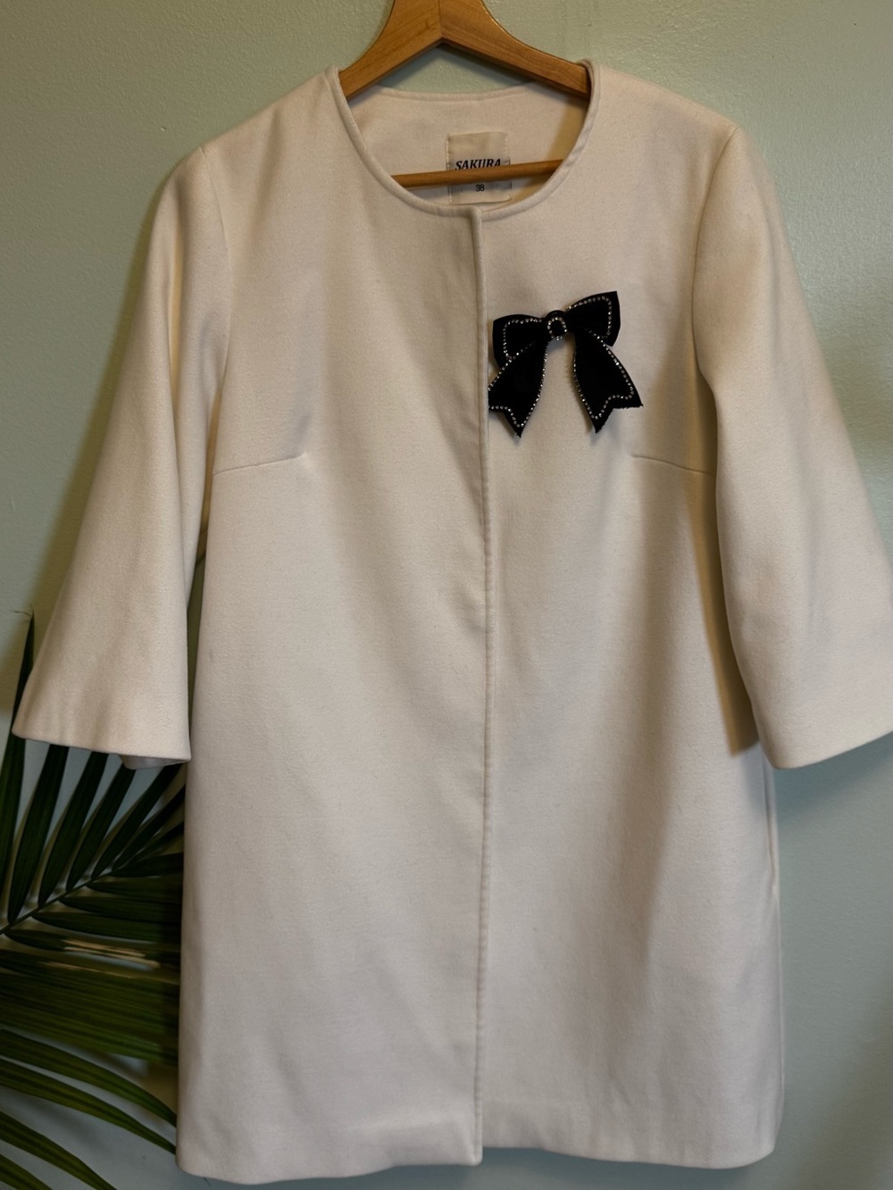Sakura Cream Coat with Black Label Detail